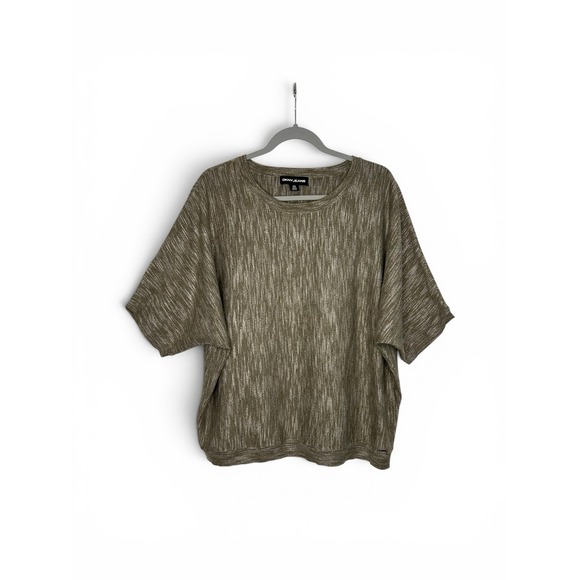 Dkny Tops - DKNY Jeans Women's L Olive Green Metallic Knit Oversized Dolman Sleeve Top